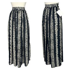 Preston & York Skirt Black And Ivory Tribal Print Vintage 80s Career Wear Size M
